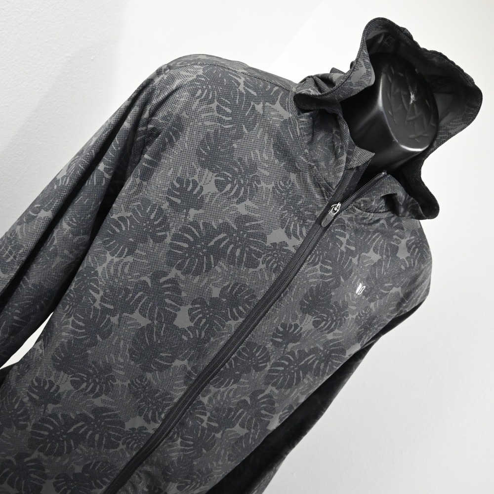Bandon Dunes Linksoul Full Zip Hoodie Mens Medium Gray Golf Leaf Print Coconut - Picture 4 of 14